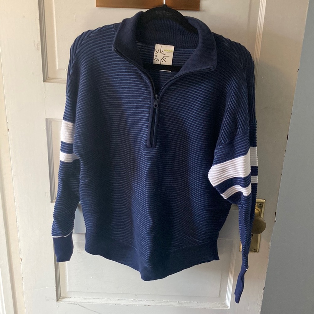 NWOT Offline by Aerie oversized quarter zip sweatshirt size S navy blue